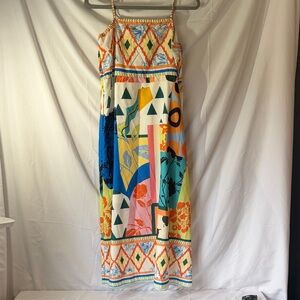Colorful Patchwork Maxi Dress with Spaghetti Straps